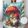 Mushroom Elf Pattern Flannel Small Blanket Soft Warm Blanket, Suitable for Sofa Blanket, Home Leisure Blanket, Air-Conditioning Blanket, Nap Blanket, 