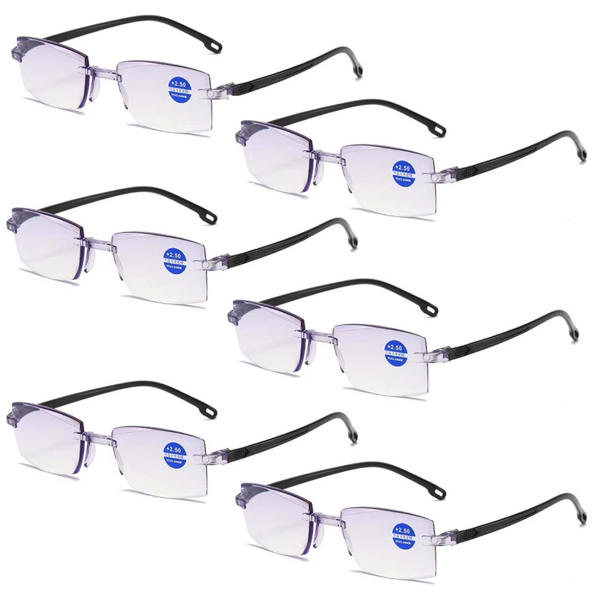 

Классические сверхлегкие очки для чтения без оправы для мужчин и женщин, блокирующие синий свет, увеличительные очки, винтажные очки для пресбиопии +100