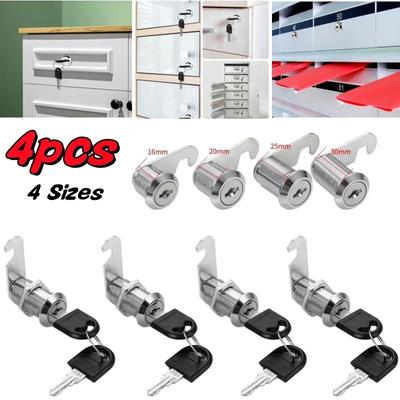 4Pcs 16/20/25/30mm Cam Locks Drawer Cabinet Lock Mail Box Locker Home Cupboard Door Tongue Lock With 2 Keys Furniture Hardware