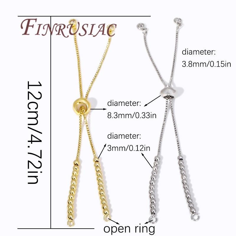Adjustable Bracelet Chain 18K Gold Plated Half-finished Bracelet With Rubber Stopper Beads,Jewelry Making DIY Necklace Findings