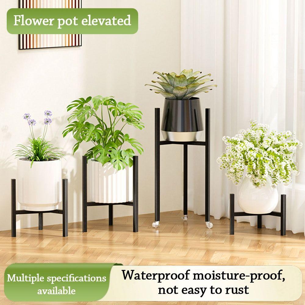 Stable Metal Flower Stand Rack Floor-standing Triangle Rack Planter Shelf with Casters Potted Holder Plant Display