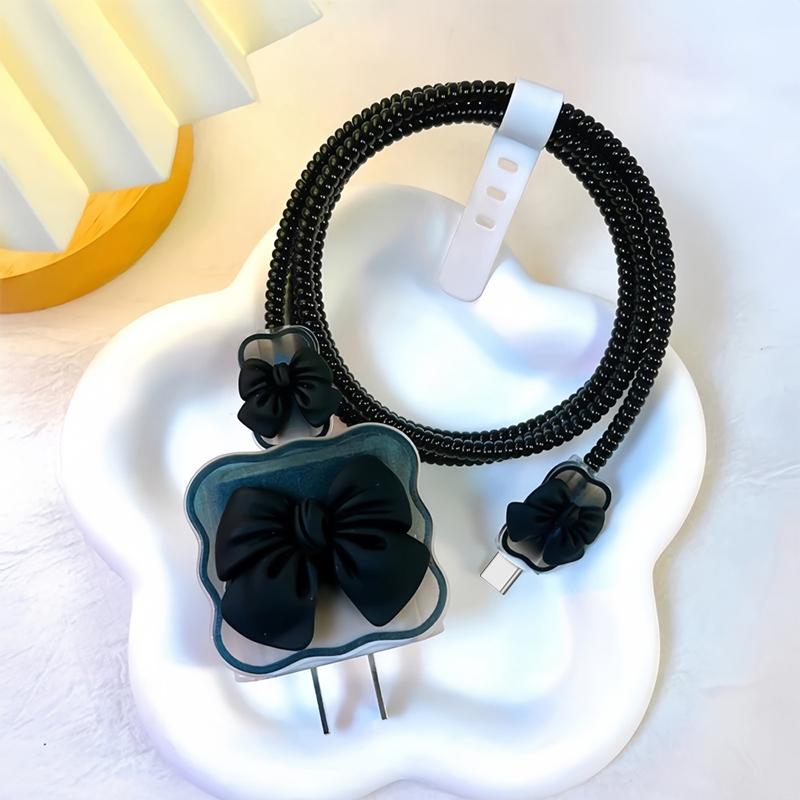 Cute 3D Heart Wavy Edge Charger Protector Set Wear Resistant Anti-Bend Cable Protector for Phone Charger Cords Office Use
