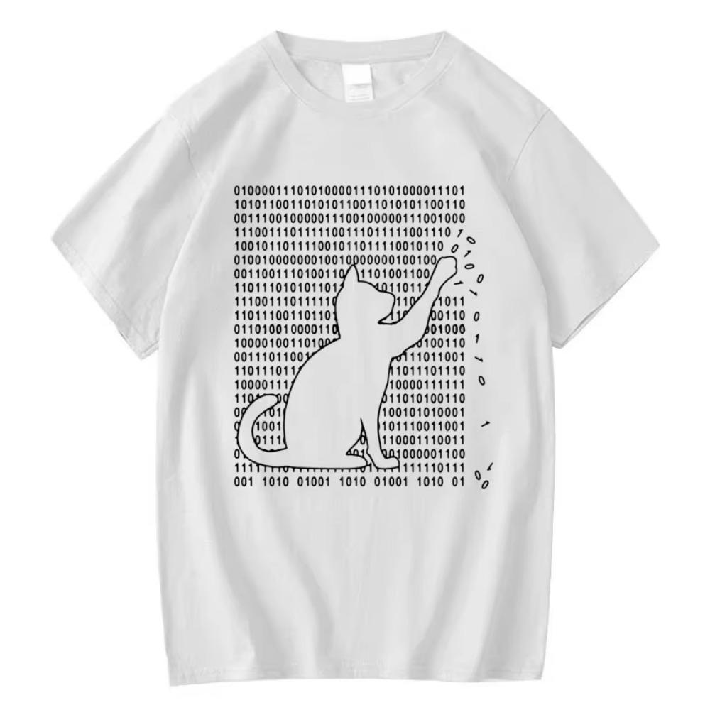 Men's High Quality T-shirt 100% Cotton Funny Cool Cat Design Print Summer Loose Short Sleeve for Men T-Shirt Male Tops Tees
