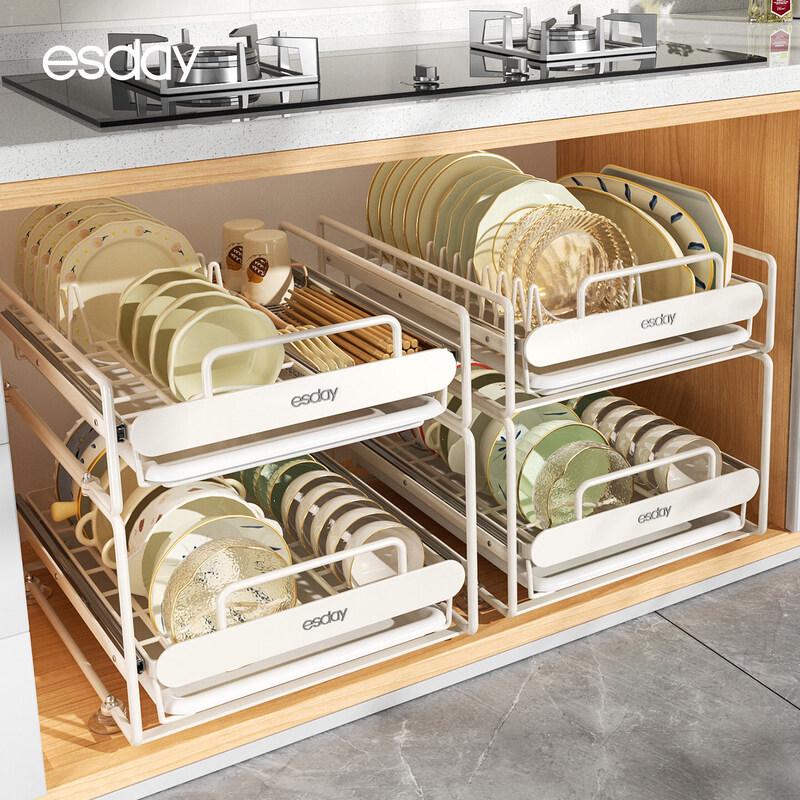 Qiwei Kitchen Cabinet Pull-Out Dish Drainer Rack