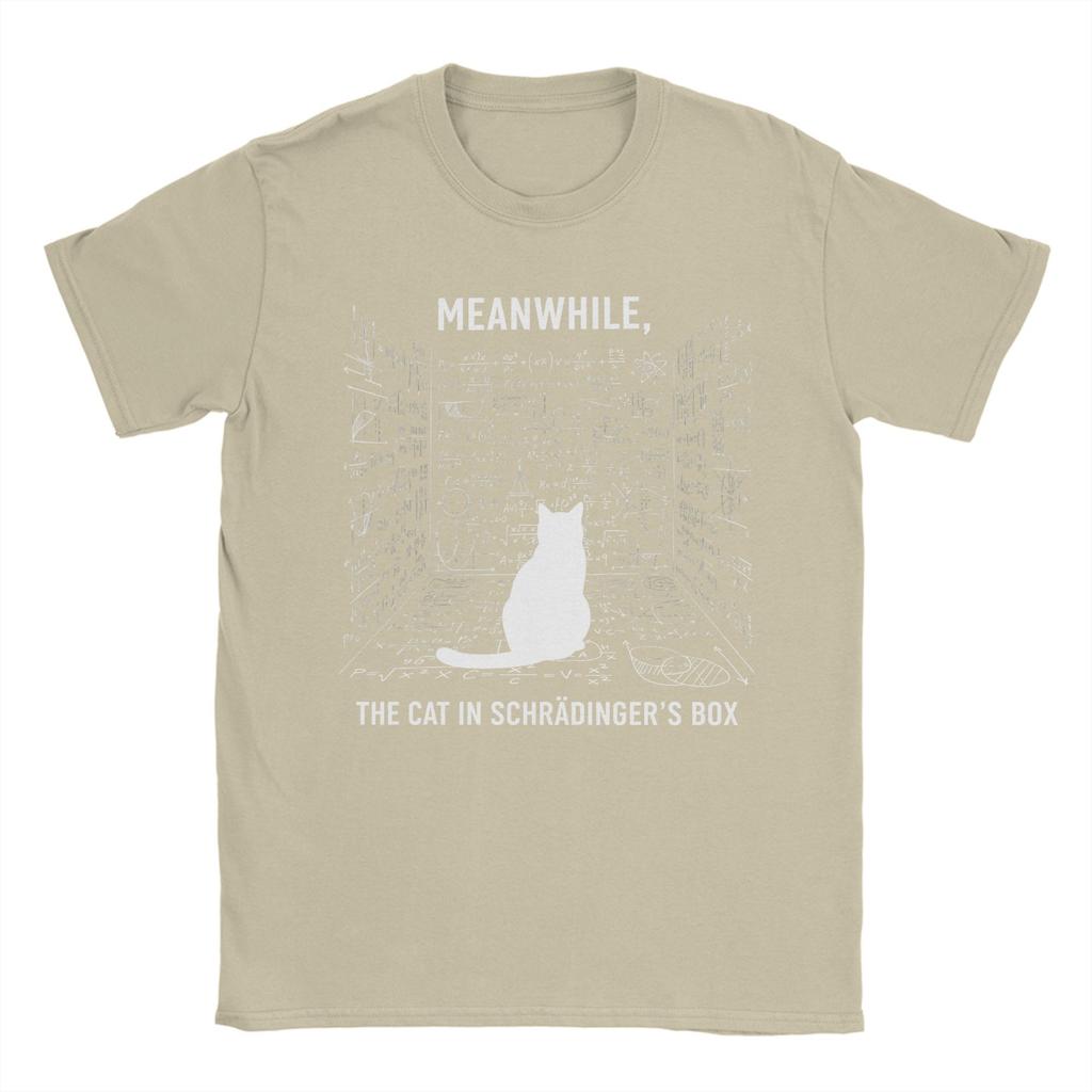 Herren T-Shirt Schrödingers Katze Physik Gleichungen Lustig 100% Baumwolle T-Shirt Kurzarm T-Shirt O-Ausschnitt Oberteile Geburtstagsgeschenk