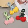 Elegant PU Leather Cherry Keyring - Luxury Pastoral Style Pendant