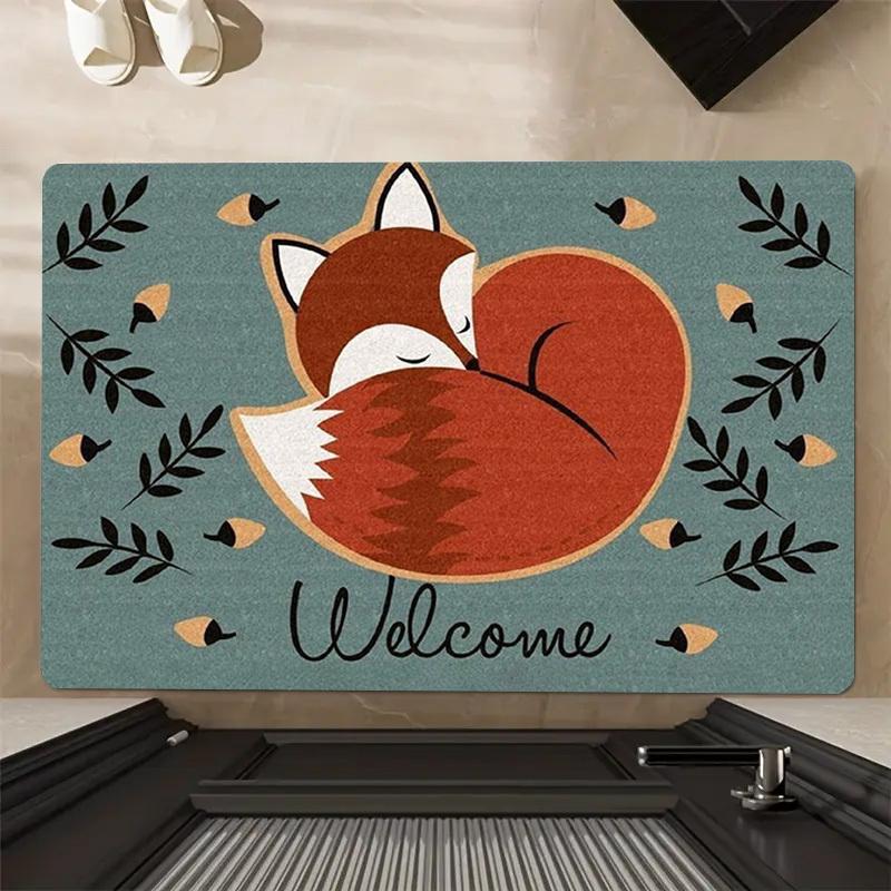 VIKAMA Cartoon Cute Carpet Beautiful Fox Sleeping Rug Doormat Outdoor Carpet Welcome Mat Rug For Bedroom Carpet For Live Room 40X60CM (1.3X2FT