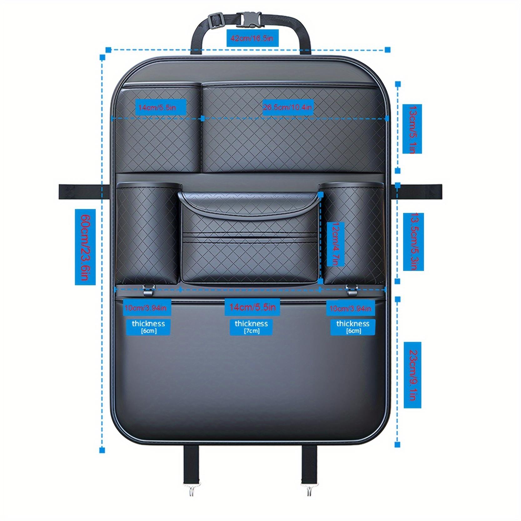 

Leather Car Seat Back Organizer Storage Pouch with Tissue Box Holder Multi-Functional Hanging Bag for Auto Interior Accessories