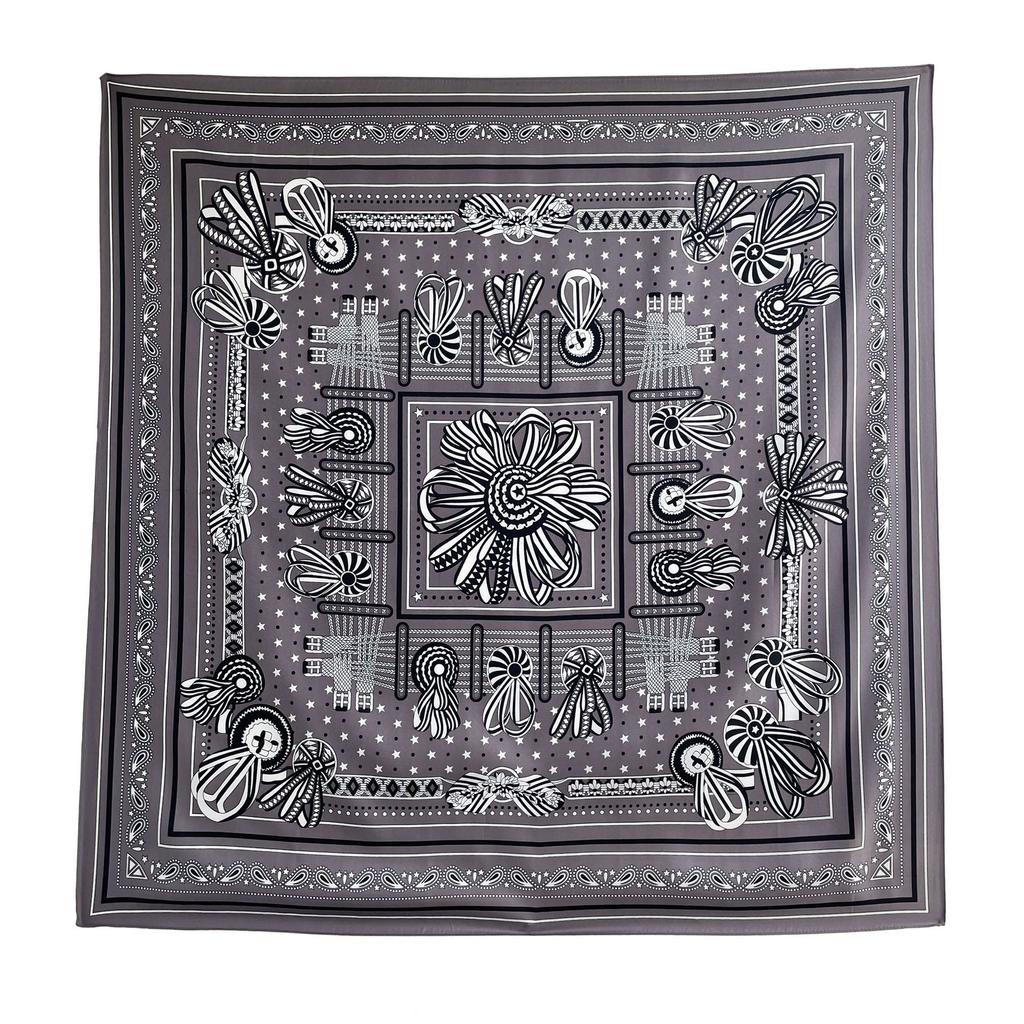Headscarf Printed Twill Silk Large Square Scarf Small Fragrant Silk Scarf Women'S Anti-Sun Scarf Decorative Scarf Shawl 90Cm