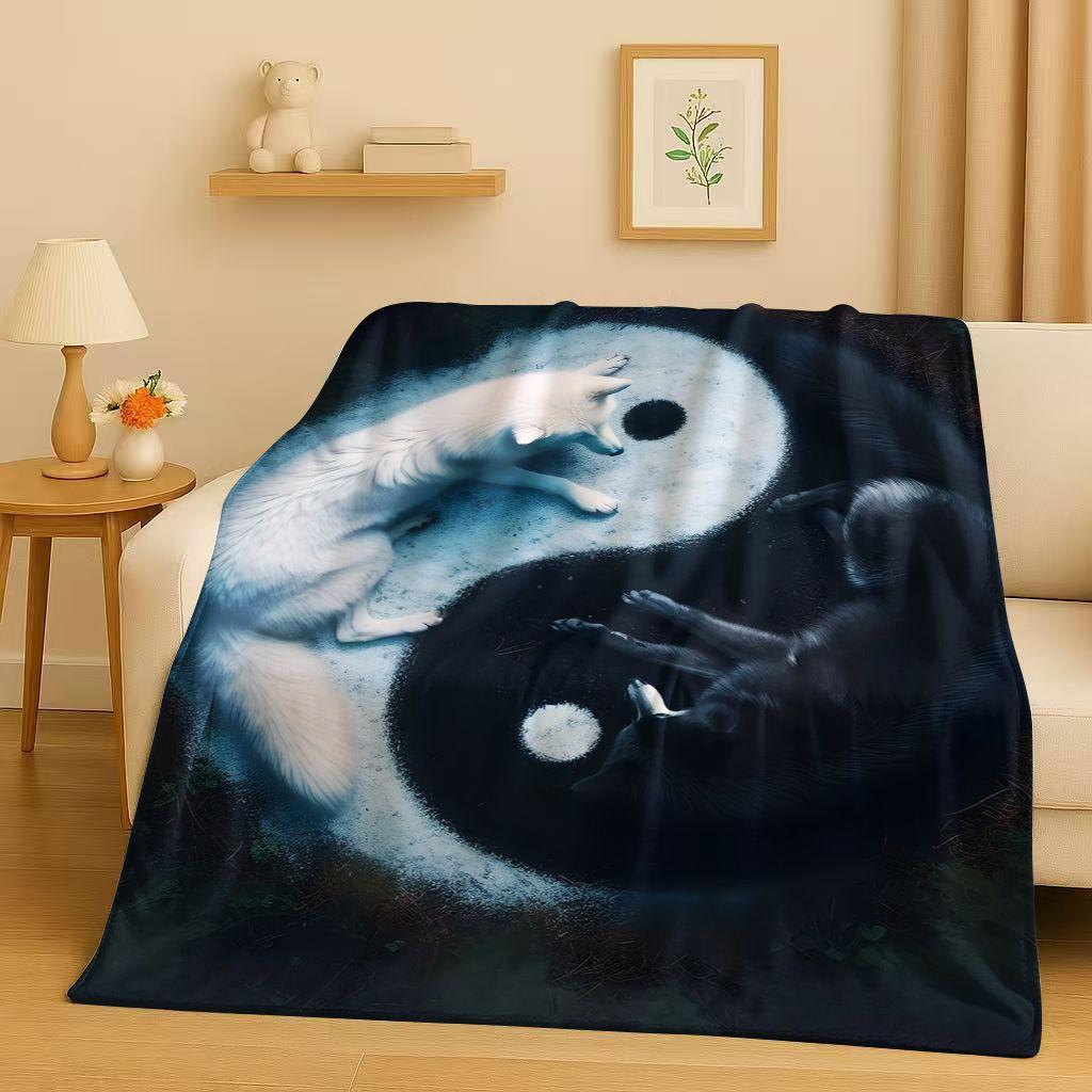 3D Yin Yang Chinese Tai Chi Eight Diagrams Natural Balance Art Flannel Blanket,Soft Plush Throw for Home Bedroom Bed Sofa Cover