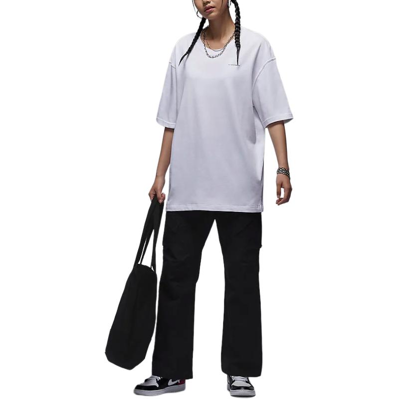 Jordan Essentials Weiches Bequemes Lockeres Rundhals-Kurzarm-T-Shirt Damen Oberteile Weiß HM4373100