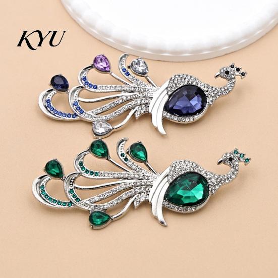 Rhinestone Peacock Pin Faux Crystal Brooch for Women, Bling Lapel Pin, Dainty Clothing Jewelry Wedding Party Prom Shape