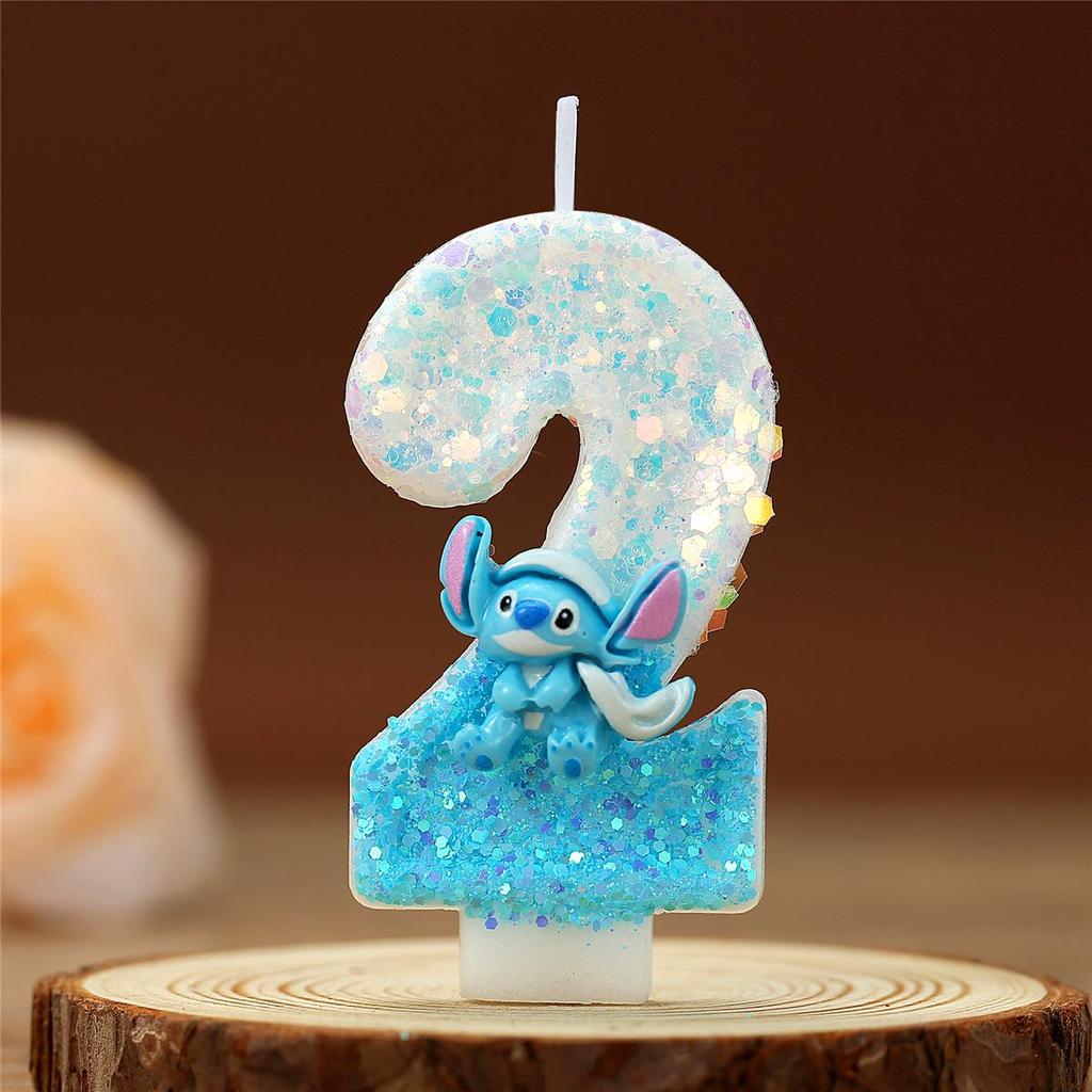 Cartoon Stitch Two-Color Number Birthday Candles for Party Decoration