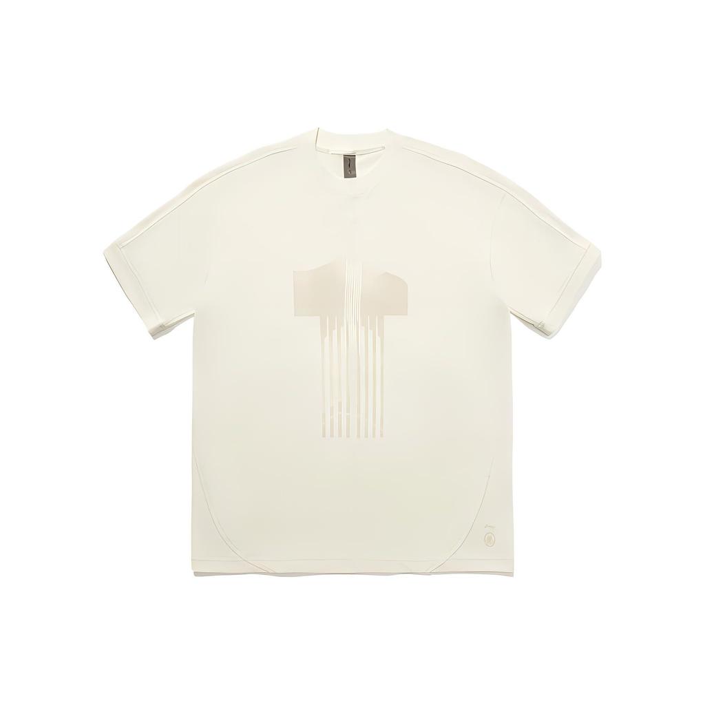 Li Ning X Jackie Chan Collaboration Kung Fu Series Comfortable Fashion Printed Loose Short Sleeve T-Shirt Unisex Tops Paper-White AHST619-1