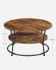 VASAGLE Coffee Table, Round Cocktail Table With Shelf, Tea Table, Easy Assembly, Metal, Industrial Design, Rustic Brown