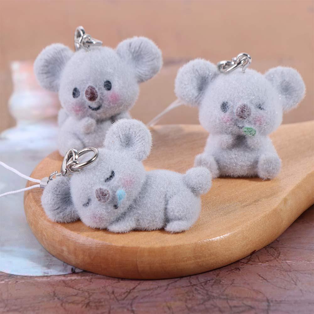 Přívěsek pro mazlíčka Koala Zvíře Klíčenky Nadýchaná panenka Koala Kroužek na klíče 3D Vločkovaný přívěsek Dárek pro přítele