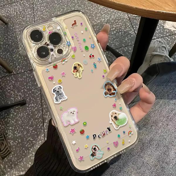 Trendy Transparent Space Shell Case for Apple 17 Pro Max/16, Fits Small Dogs, Star Edge Design, Compatible with iPhone 15/14
