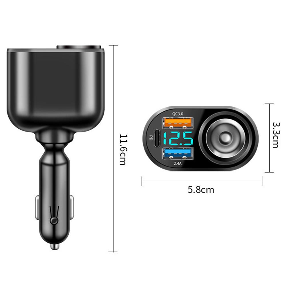 SEAMETAL 66W Car USB Charger Super Fast Charging Cigarette Lighter Adapter 3-USB Port Phone Charger for Car DC 12V/24V Universal