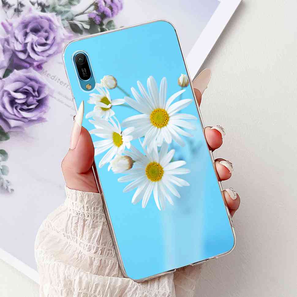 For Huawei Y6 Pro 2019 MRD-LX2 Case Fashion Flower Love Silicone TPU Shockproof Cover For Huawei Y6Pro Y16 pro 2019 Phone Cases