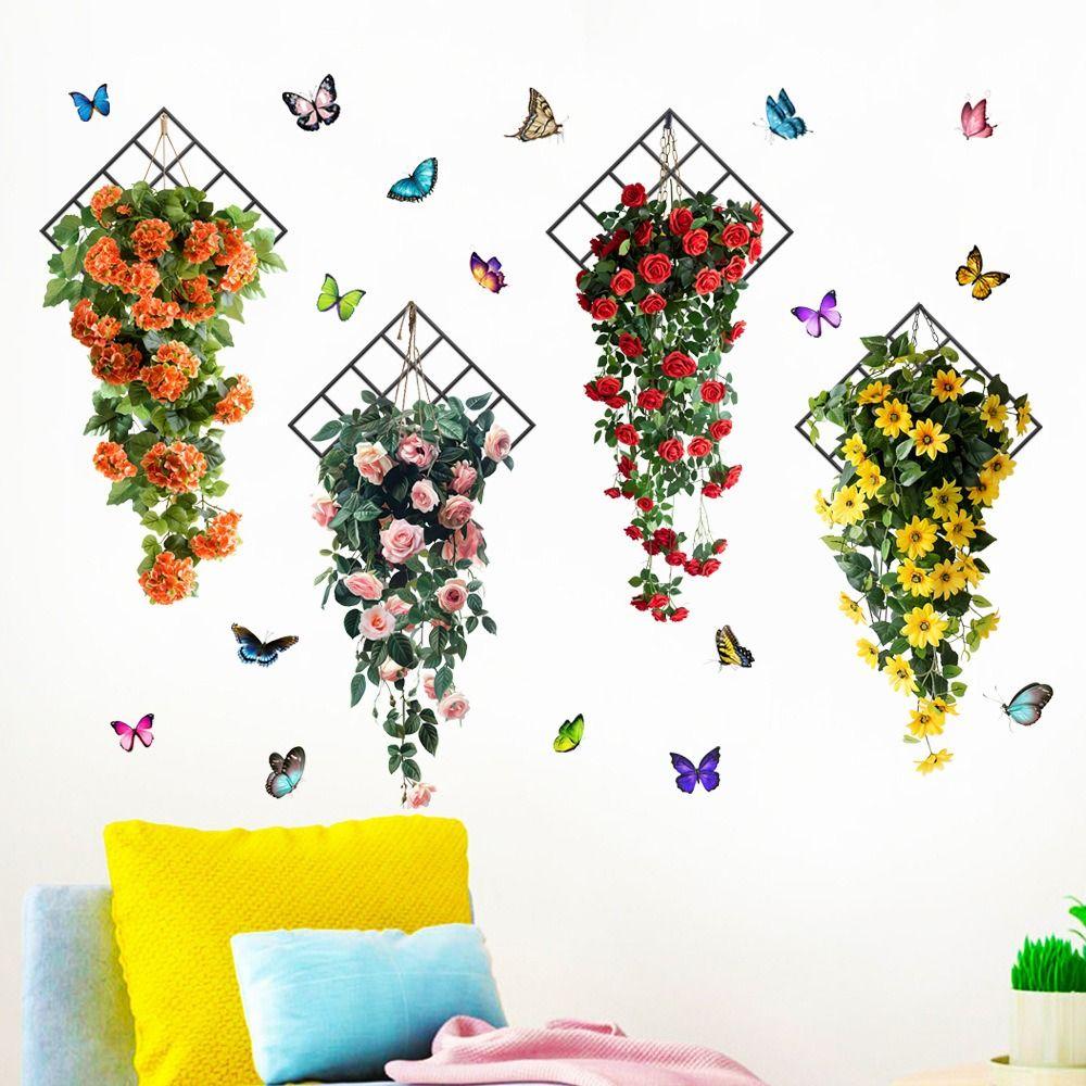 Flower & Butterfly Wall Sticker Multicolor Beautifual Decals Removable Mural Art  Home Decoration