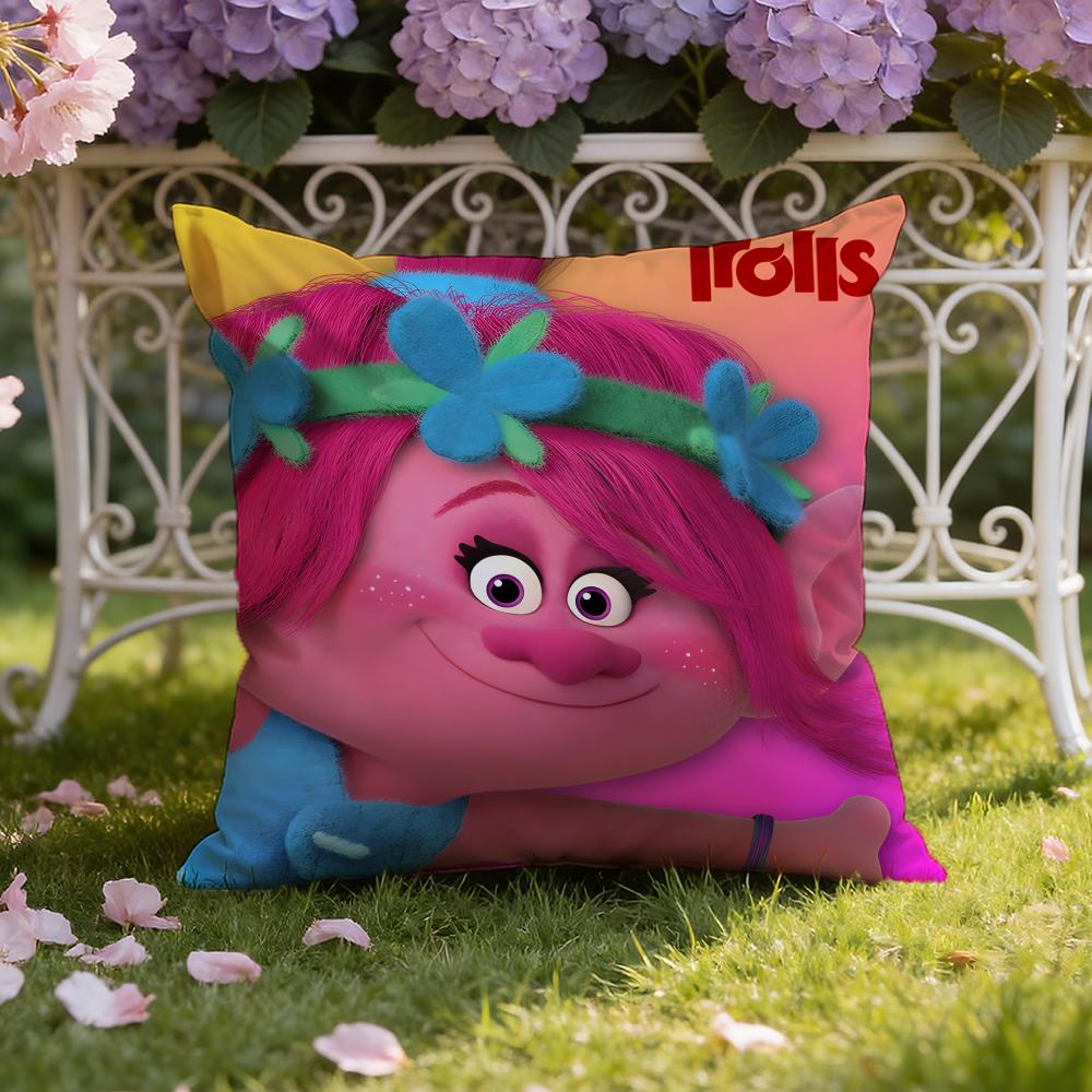Anime T-TrollsS Cartoon Cushion Cover Home & Car Dual-Scene Pillow Cover: Reversible for Premium Comfort