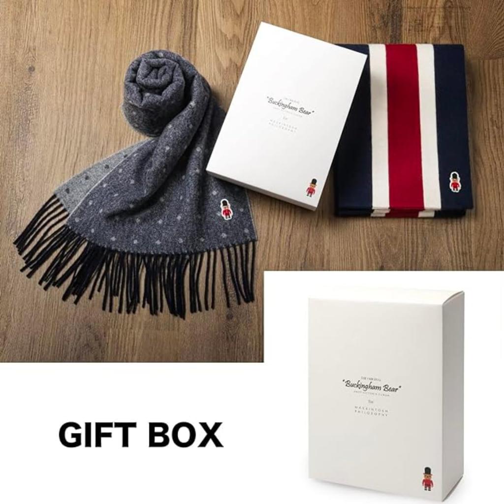 Mackintosh Philosophy Moonbat Wool Buckingham Bear Embroidered 48160 100% Scarf, Plain, Off-White,