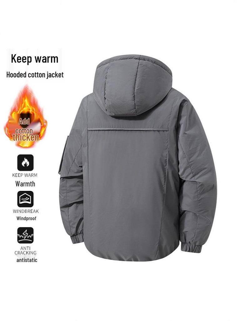 Men's Winter Windproof Puffer Jacket - Warm, Thickened Cotton Coat for Outdoor Use