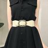 Hong Kong Style Retro Leather Elastic Belt: Versatile, Exquisite, and Elegant Waist Ornament for Dresses