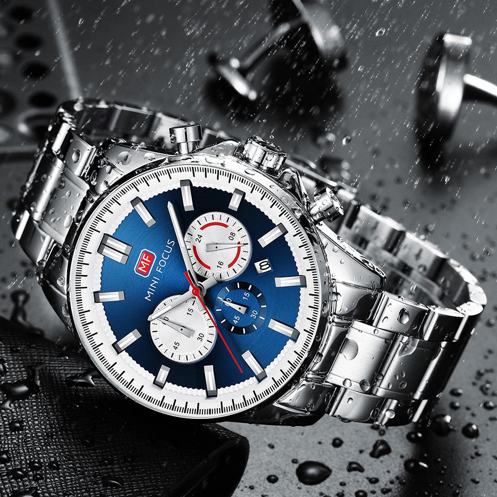 Watch Casual Men's Watch Multi-Function Waterproof Quartz Watch Luminous Steel Band Men's Watch