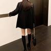 Lente Blazers Voor Vrouwen Formeel Kantoor Dame Shirring Notched Zwarte Blazer Keten Casual Kleding