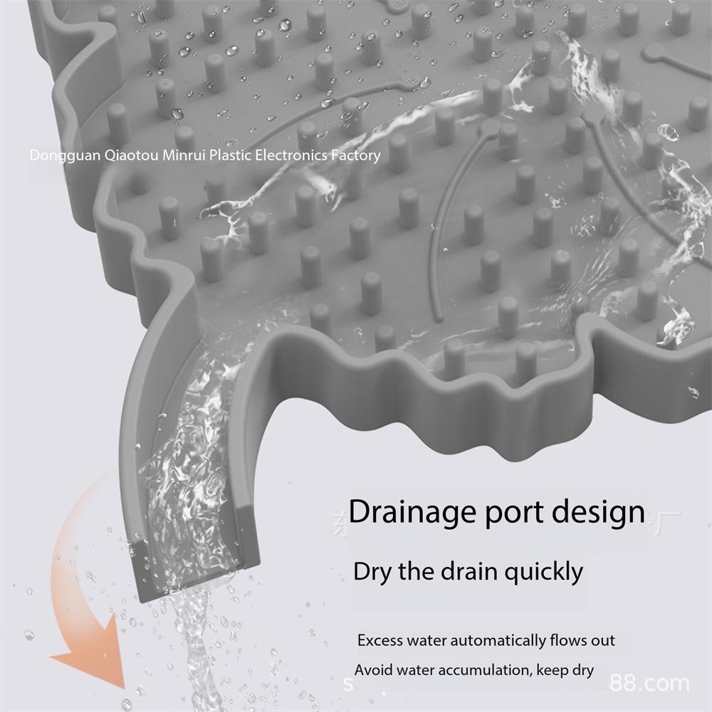 New Silicone Soap Dish with Self-Draining Function, Flower-Shaped Soap Dish, Bathroom Hanging Accessory