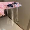 Orecchini Pendenti Fiore Nappa Ago d'Argento Diamante e Perla - Moda Francese, Lusso di Alta Gamma Design di Nicchia