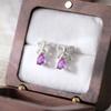 S925 Sterling Silver Sweet Cool Wind Natural Crystal Stone Stud Earrings Bow Simple Temperament Love Earrings Women Jewelry Gift