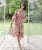 Ppaeppae Winged Sleeve V-Neck Elastic Waist Floral Dress
