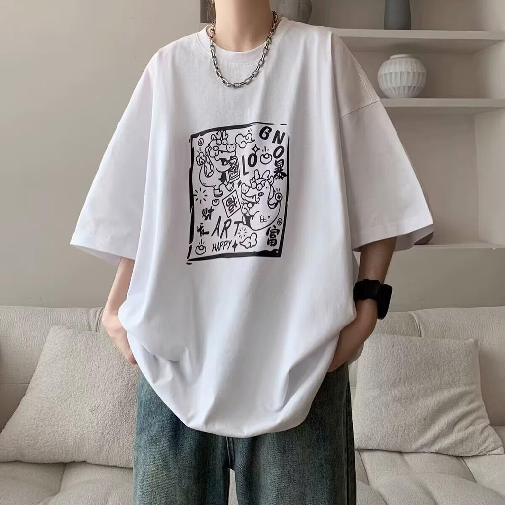 Men's T-shirts Cotton Big Size Black Men's Summer Wear Oversized T-Shirt Chinese Elements Print Casual Tee Shirts Male Clothes