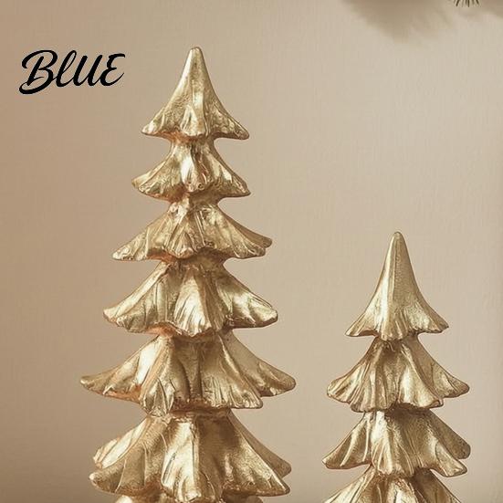 Gold Holiday Centerpieces 2Pcs Christmas Tree Ornaments Vintage Tabletop Decoration for Ornaments Home Decor And Fireplace Mantel Display,
