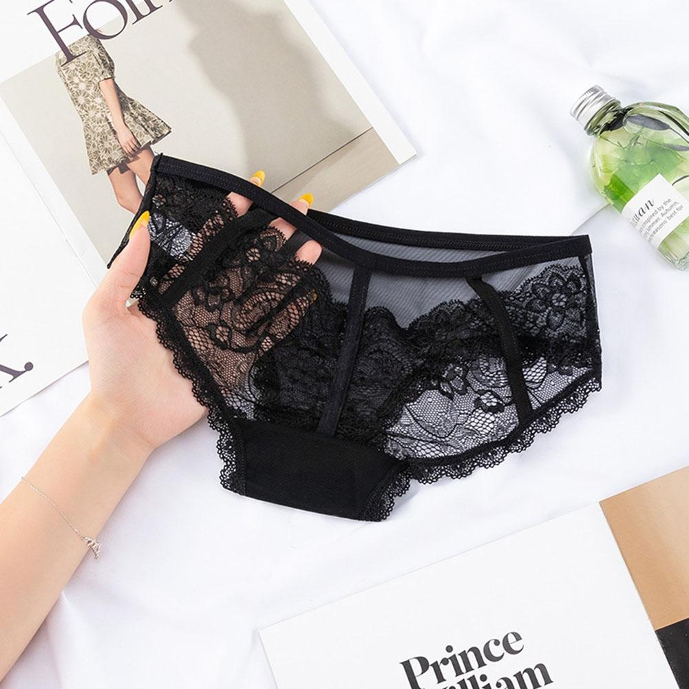 Transparent Breathable Women's Mesh Panties Bow Edge Body Sculpting