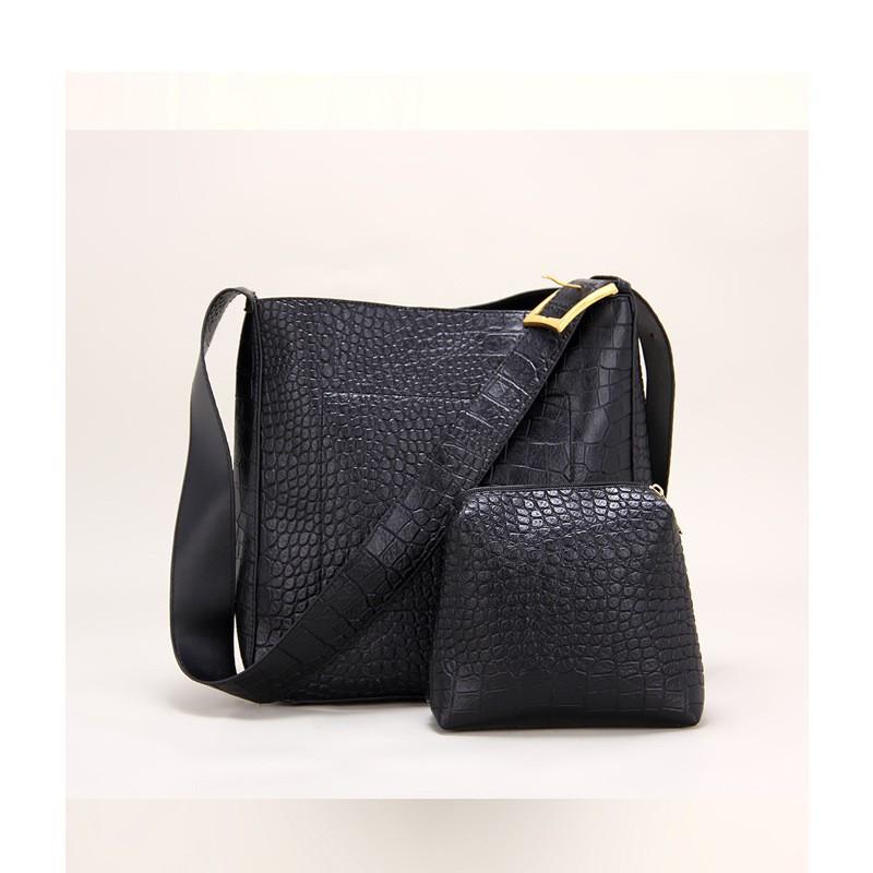 

Large-capacity Tote Bag Alligator-pattern Bucket 2025 New Fashionable Korean Women s Retro One-shoulder Cross-body чёрный