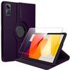 Protective Case - BOOLING - Xiaomi Redmi Pad SE 11" - 360° Rotating Case - Purple - Tempered Glass