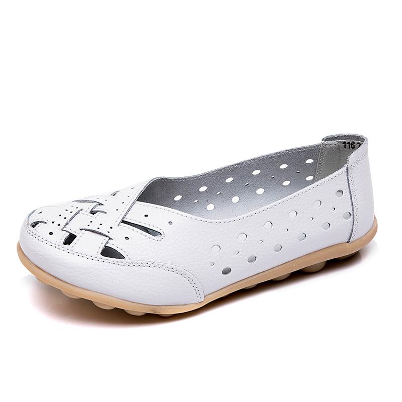 Fashion Women Shoes For Summer Flats Soft Leather Shoes Flat Slip On Loafers Women Casual Shoes Breather Moccasins Nursing Size 44