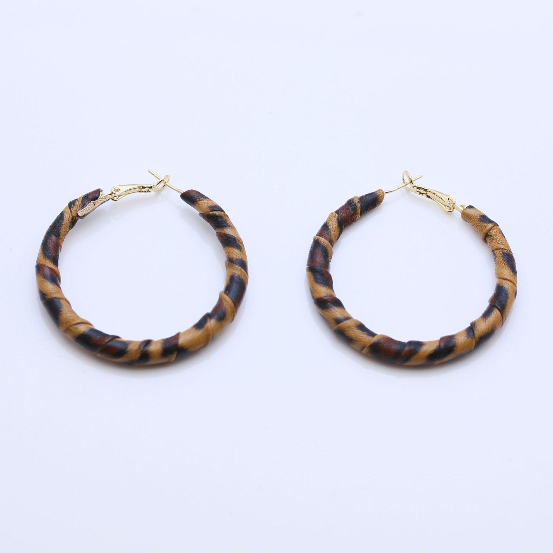 Серьги-иглы из стерлингового серебра, обмотанные вручную: Ретро серьги-каффы в стиле майлар с леопардовым принтом