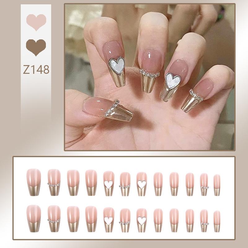 Press On Acrylic Fake Nails Set with Glue High Quality Handmade Nail Extension French Tips Woman False Short Nails Press Ons