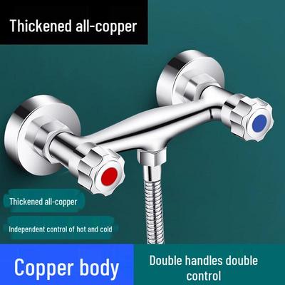 All-Copper Dual Handle Shower and Bath Faucet with Hot/Cold Mixer Valve