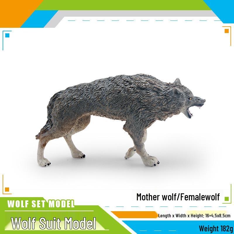 Wild Animal Wolf Family Model - Children's Educational Toy Set with Male, Female, and Cub Wolves