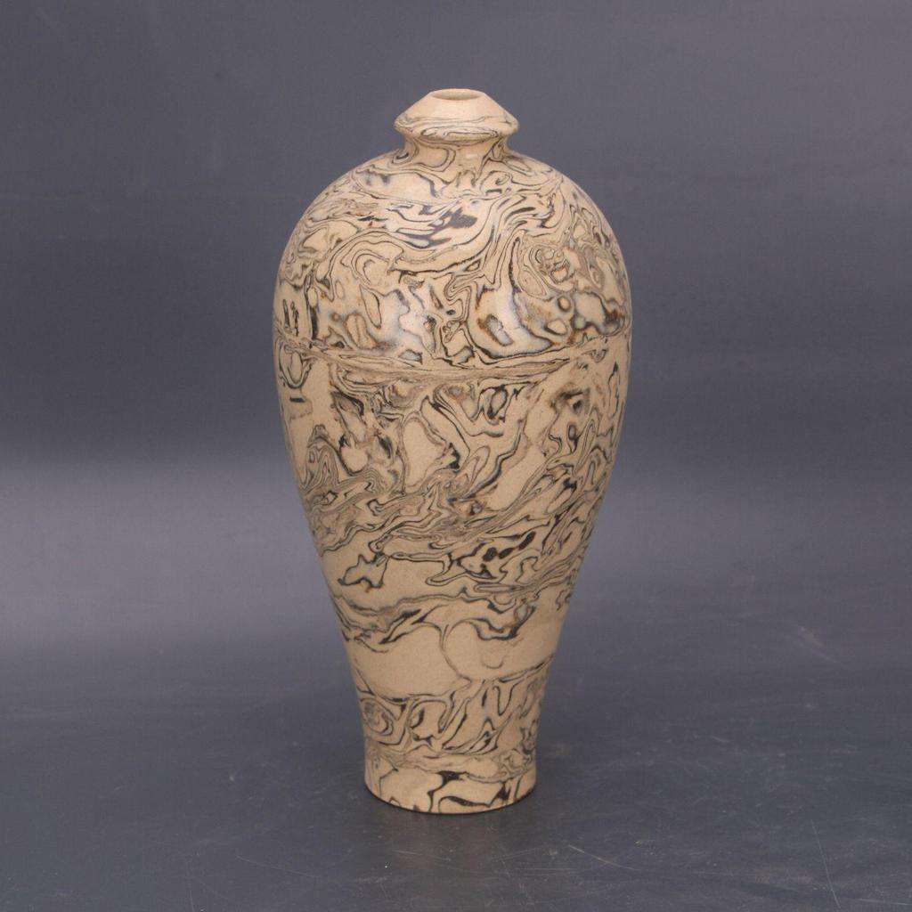 Song Dynasty Dangyangyu White Glaze Plum Vase - Wood Grain Jiao Tai Replica, Porcelain Chinese Antique Ornament Collection