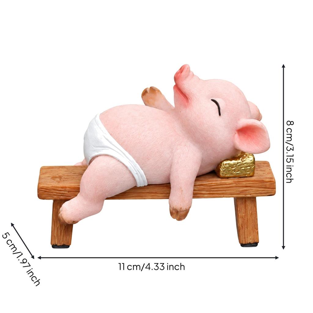 Pink Pig Figurine Decorative Reclining Statue Outdoor for Garden Displays, Courtyard