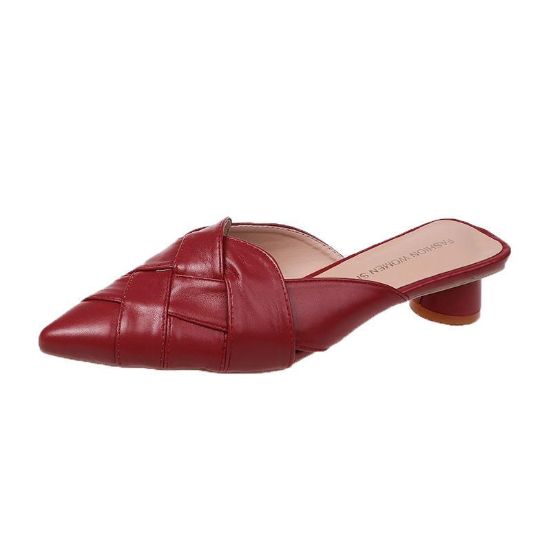 Summer New 2025 Women's Mules Shoes for Women Slippers Leather Slipper Designer Sandals Luxury Fashion Comfortable Low Heel Sexy