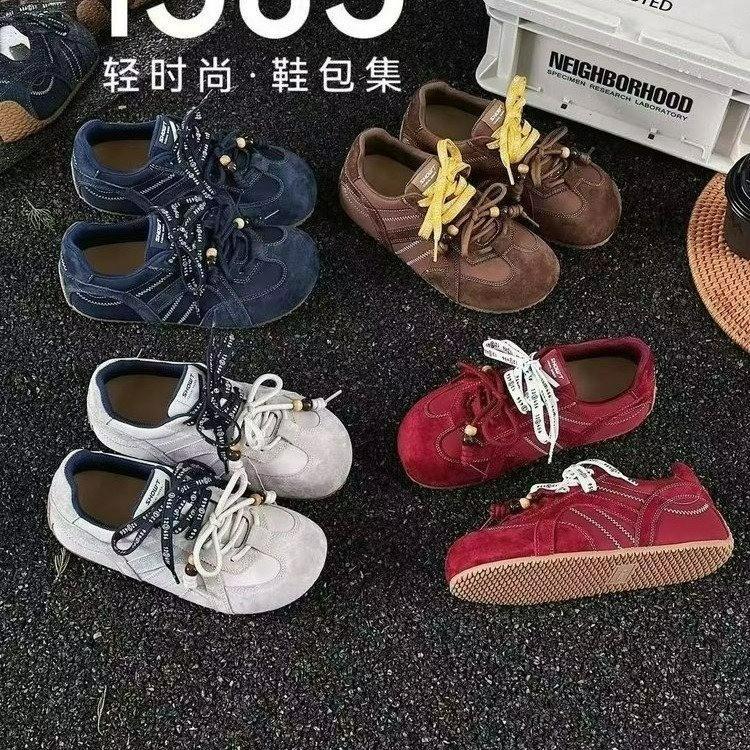 Soft leather soft-soled little white shoes for women 2025 new lightweight German training shoes super fire heightening bread shoes ugly and cute Forr