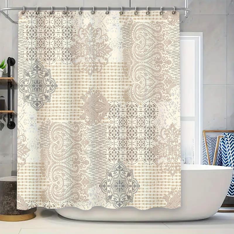 

Elegant Flower Shower Curtain Waterproof Bathroom Decor With Matching Tiles Set Modern Fabric Shower Curtains For Home Bathrooms W60H190(CM)-1 Pcs