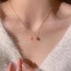 925 Sterling Silver Pink Peach Blossom Necklace Female Korean Version New Accessories Sweet Temperament Flower Neck Chain
